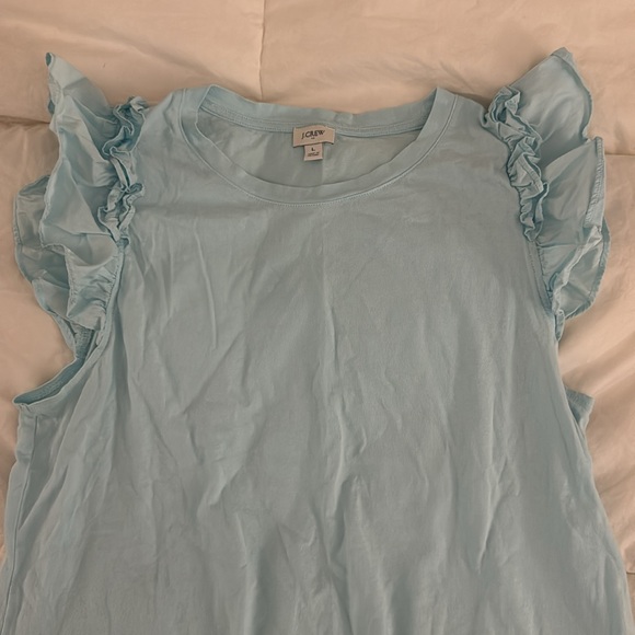 Blue J.crew factory ruffle sleeve tee - Picture 2 of 3